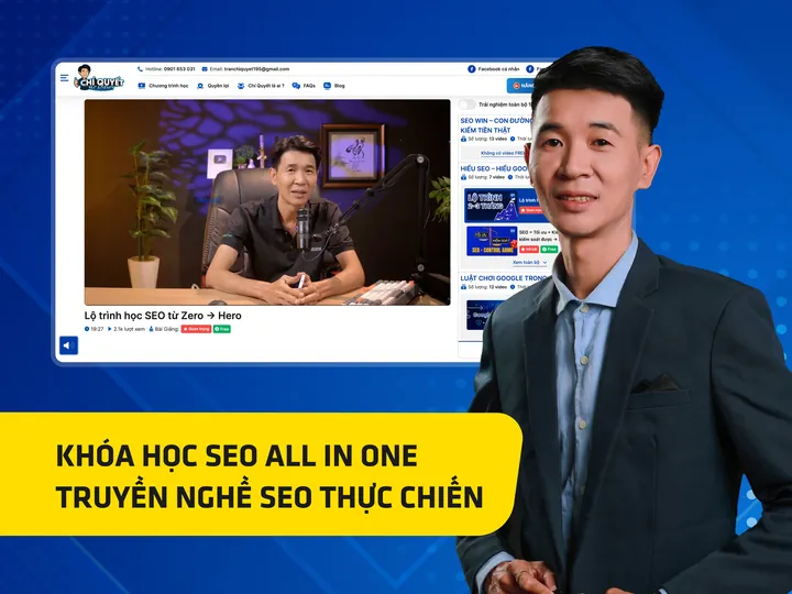 Poster khoá SEO All In One, truyền nghề SEO thực chiến