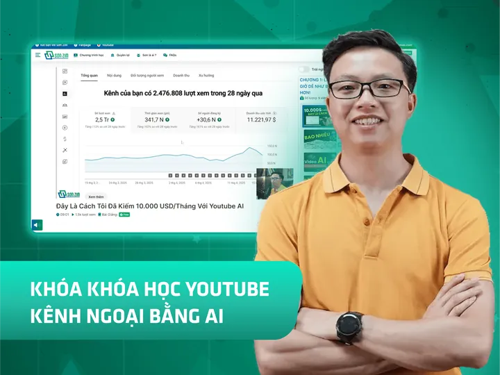 Poster khoá Xây dựng YouTube kênh ngoại bằng AI