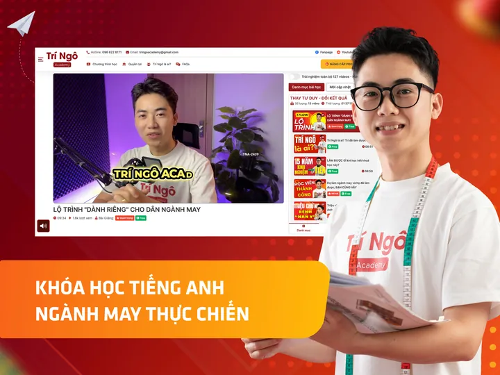 Poster khoá Tiếng Anh ngành may thực chiến