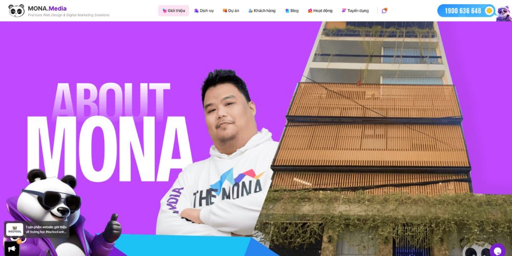 Trang giới thiệu website công ty MONA Media