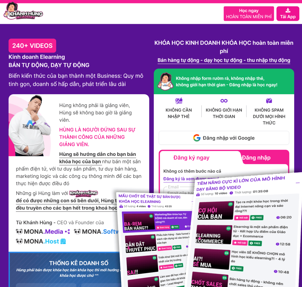 Mẫu landing page bán khóa học trực tuyến