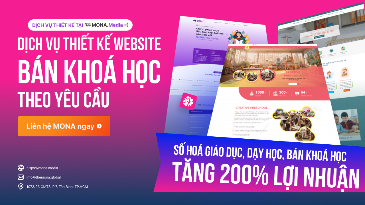 Dịch vụ thiết kế website bán khóa học trực tuyến - MONA Elearning