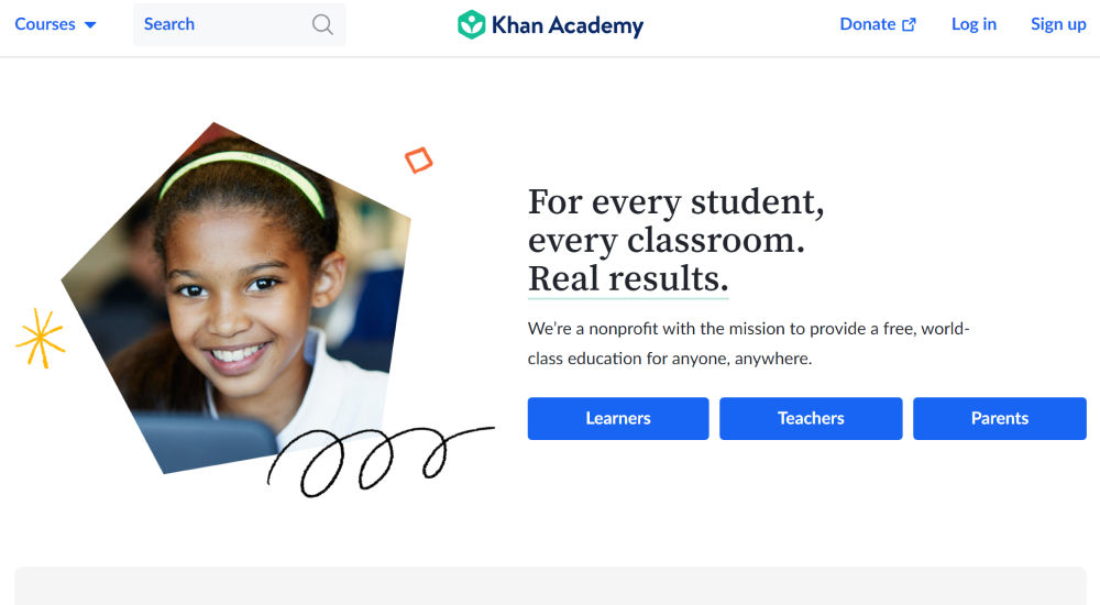 Giao diện website Khan Academy