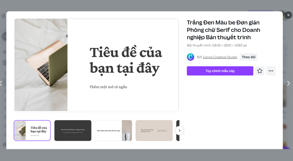 Mẫu thiết kế slide trên Canva phong cách tối giản