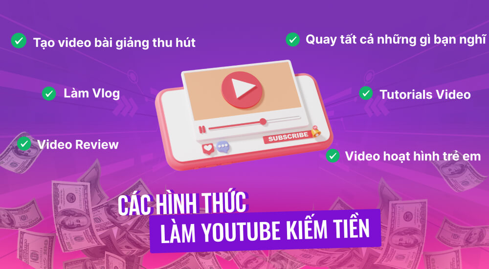 Các hình thức làm Youtube kiếm tiền