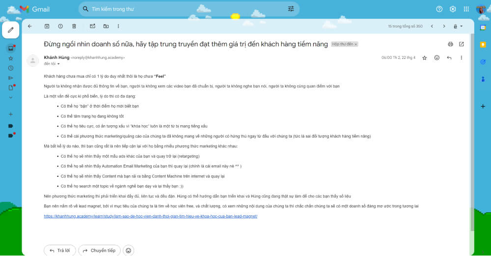 Cách thức triển khai email marketing của Khánh Hùng Academy