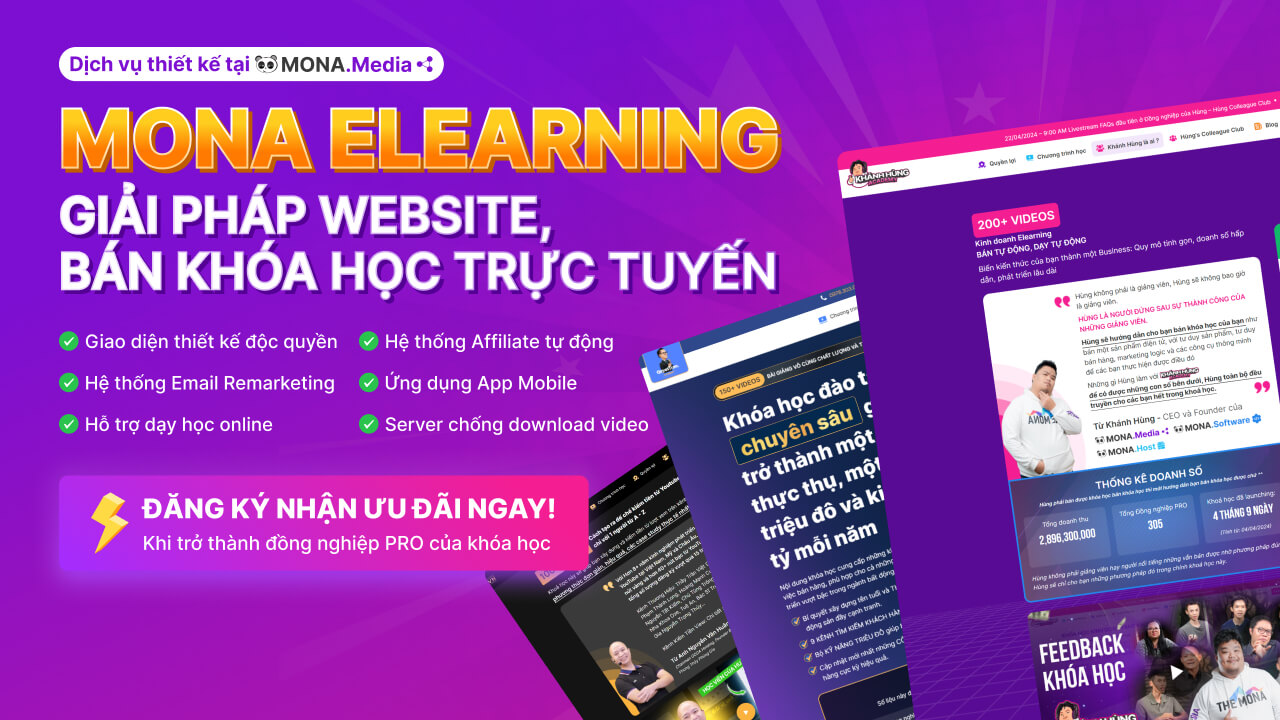 Giải pháp thiết kế website bán khóa học MONA Elearning