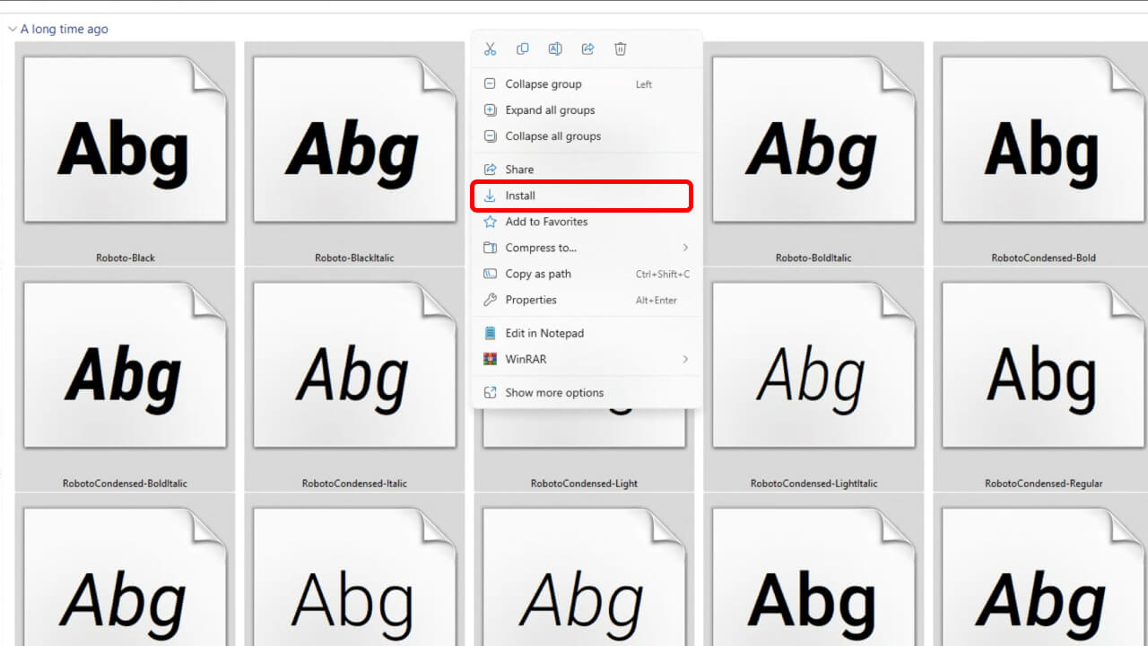 Giải nén đối với file Font