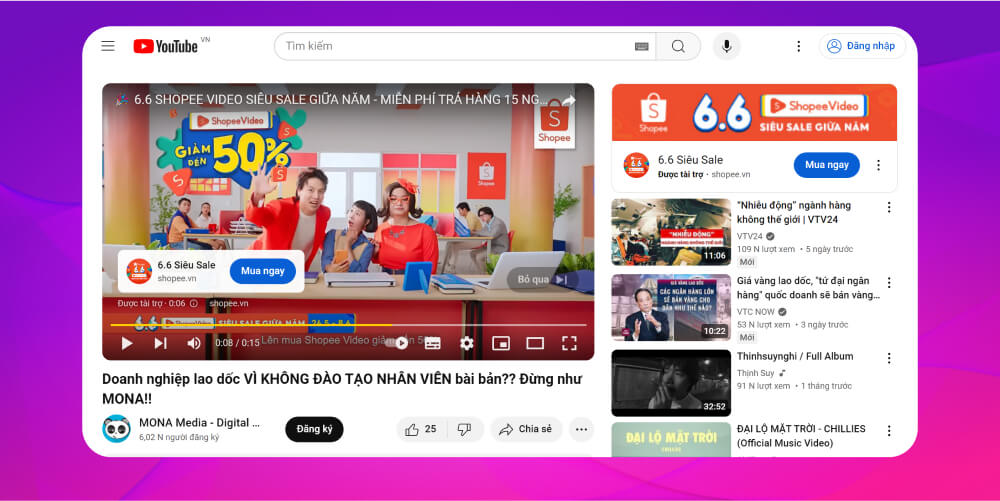 Quảng cáo Youtube thu hút người dùng truy cập website