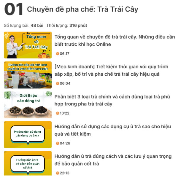 Chuyên đề học làm đồ uống trà trái cây