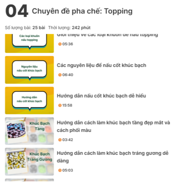 Chuyên đề học làm topping đồ uống