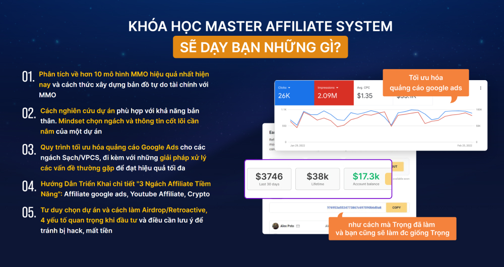 Huy Trọng MMO là khóa học kiếm tiền với Affiliate