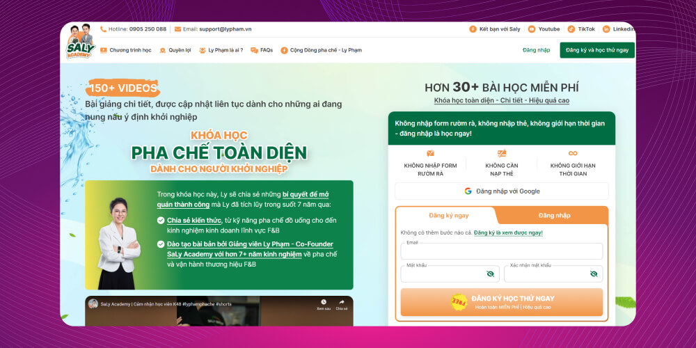 Khóa học dạy pha chế online Saly Academy