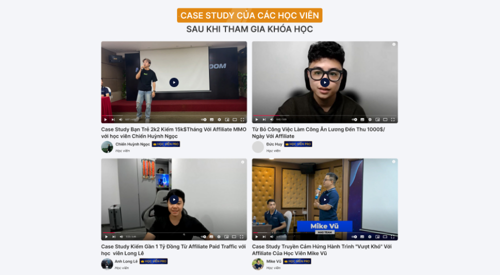 Nhiều case study thành công khi học Huy Trọng Academy