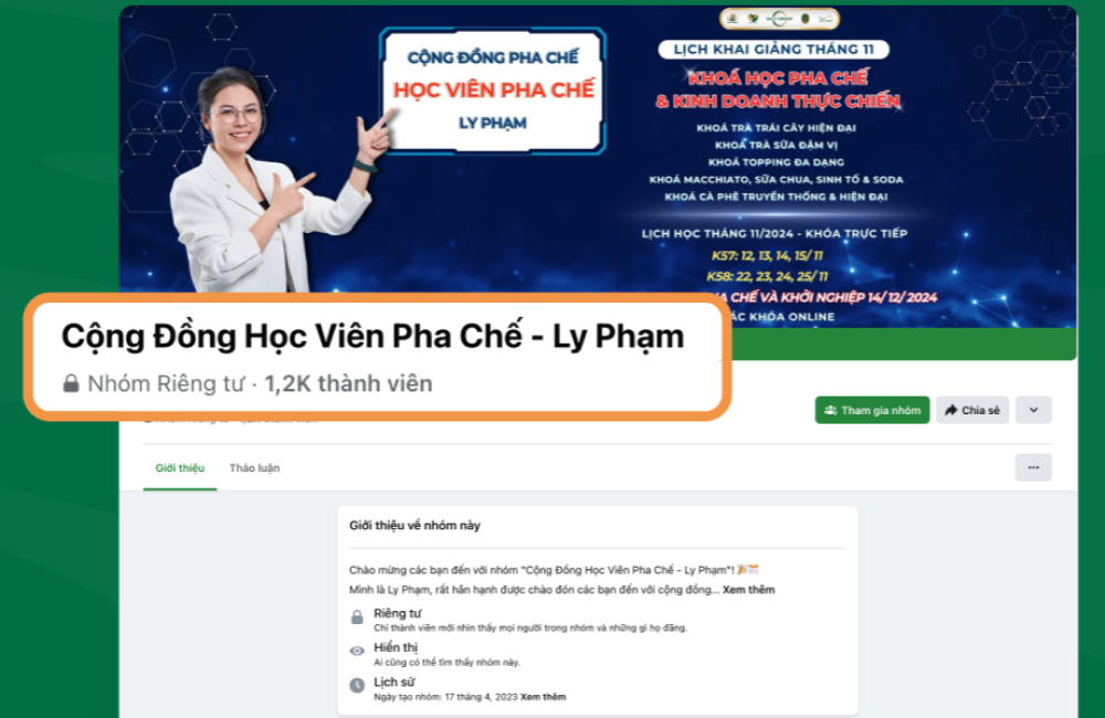 Quyền lợi tham gia cộng đồng học viên pha chế Ly Phạm