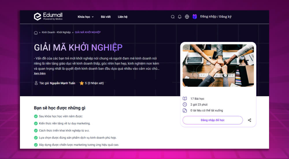 Học giải mã khởi nghiệp kinh doanh tại Edumall