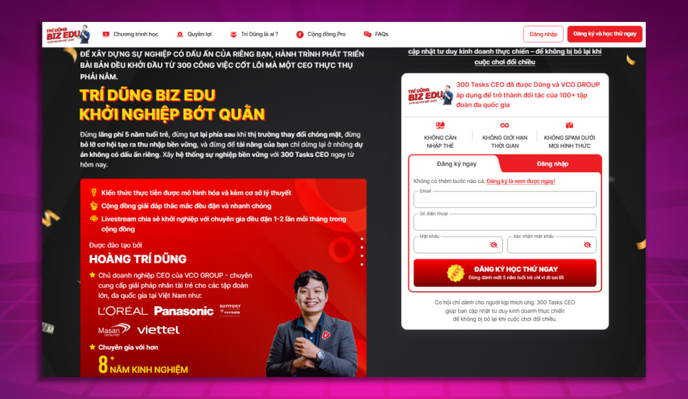 Khóa học khởi nghiệp Trí Dũng Biz Edu