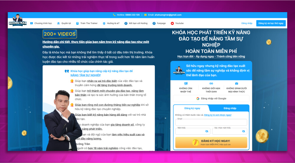 Khóa học kỹ năng đào tạo miễn phí Hưởng Trần Academy