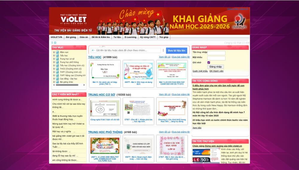 Kho bài giảng điện tử tại Violet