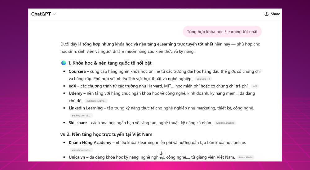 Ví dụ ChatGPT phát triển chuyên môn giáo viên