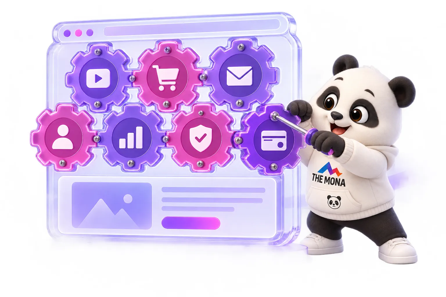 Bảy bộ phận của website bán khóa học tự động ghép lại như bánh răng