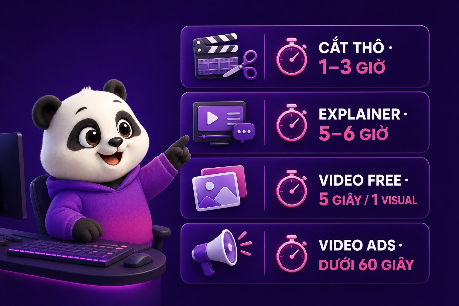 Định mức giờ edit cho bốn loại video Elearning