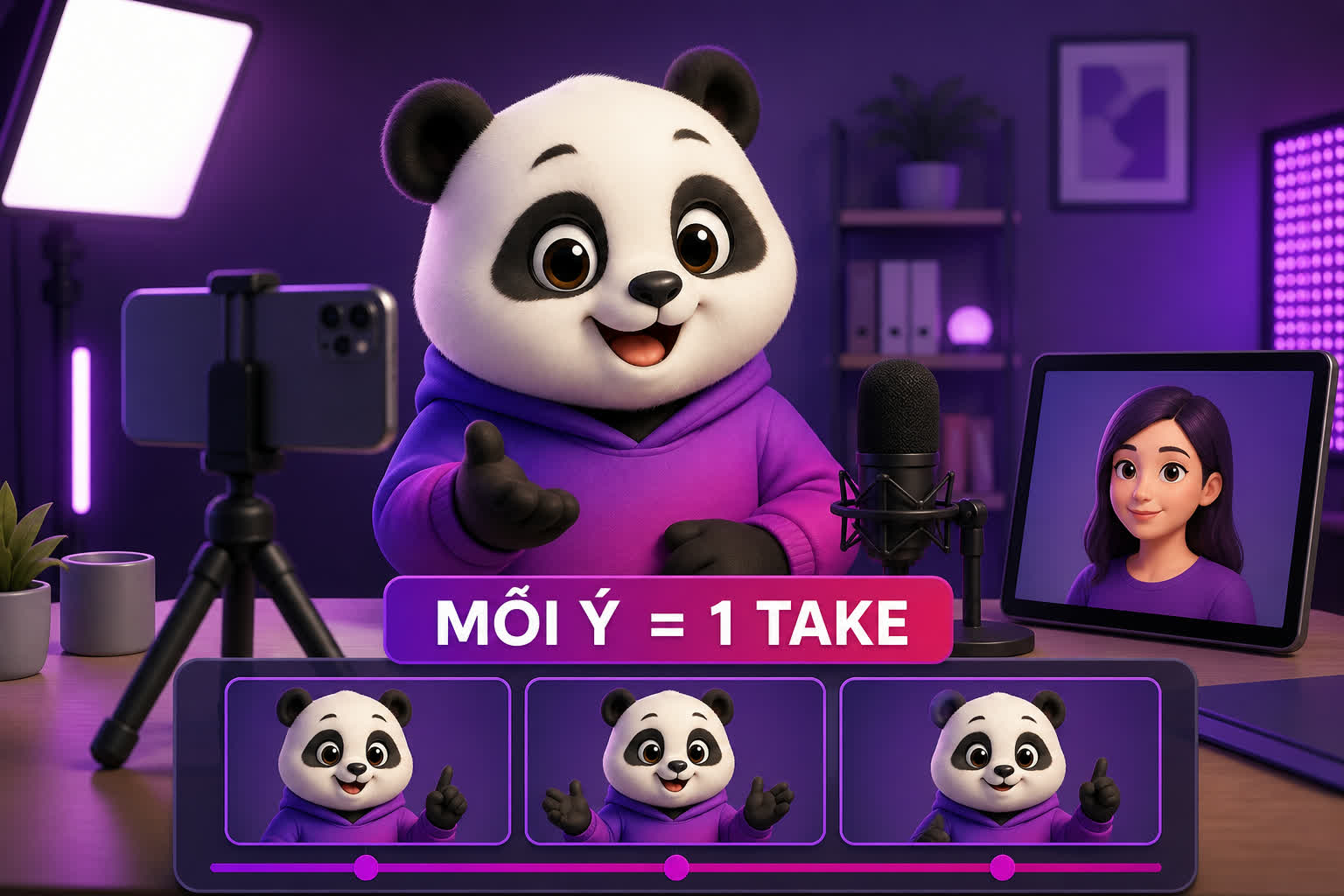 Mỗi ý quay thành một take giúp người dạy nói trôi chảy