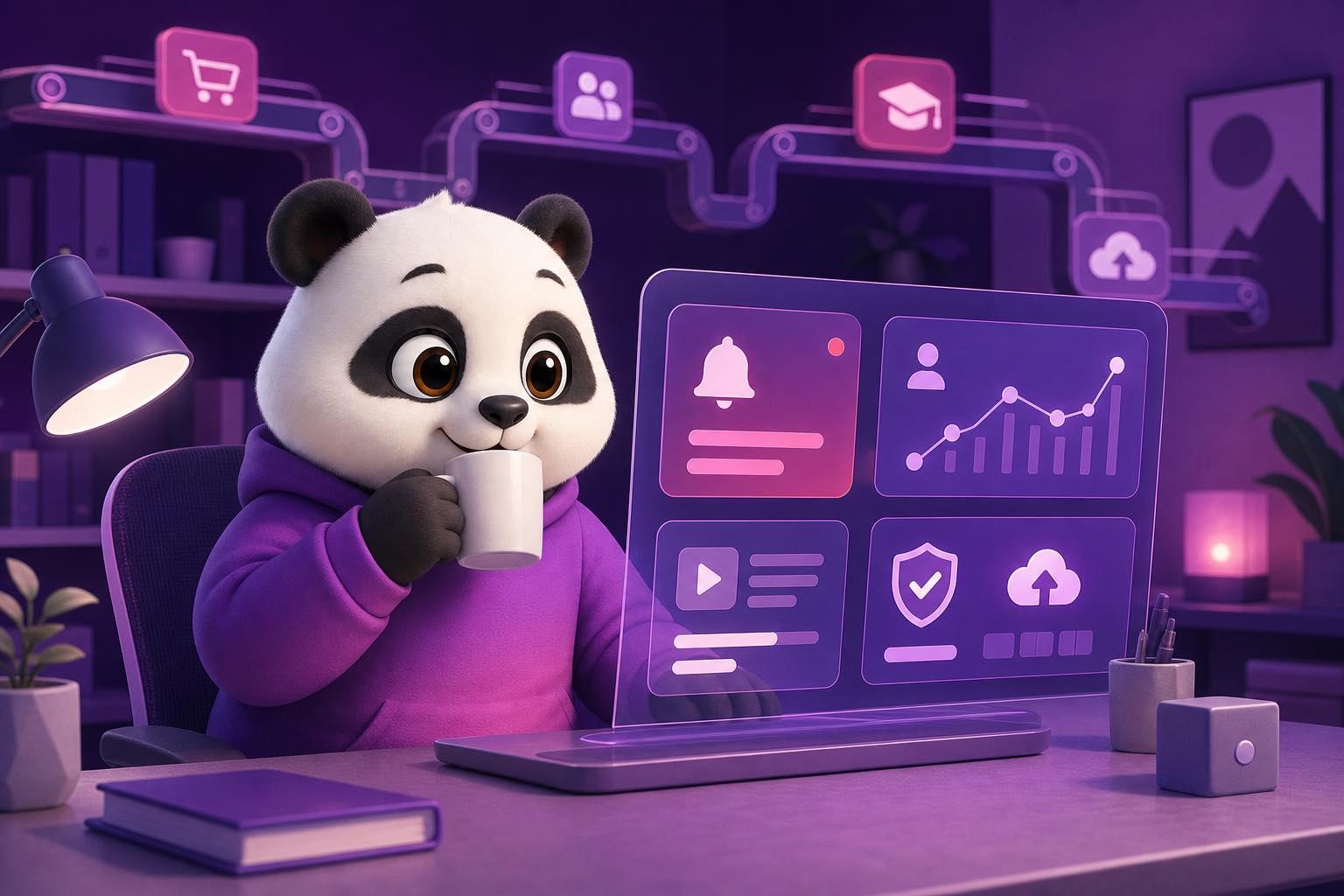 Một người vận hành hệ thống Elearning bằng dashboard gọn