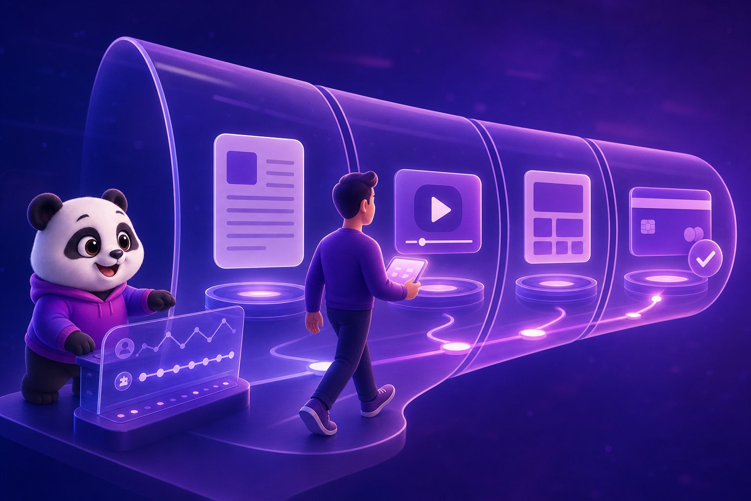 Người đọc đang đứng trong phễu bán hàng KHA