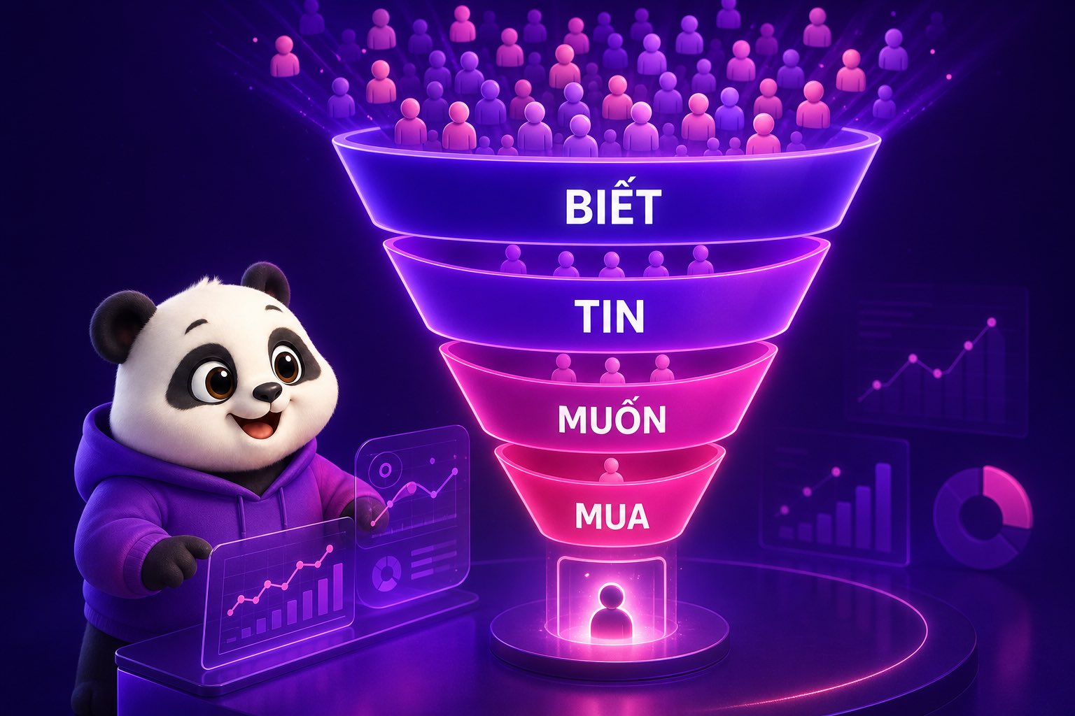 Phễu bán hàng bốn tầng biết tin muốn mua