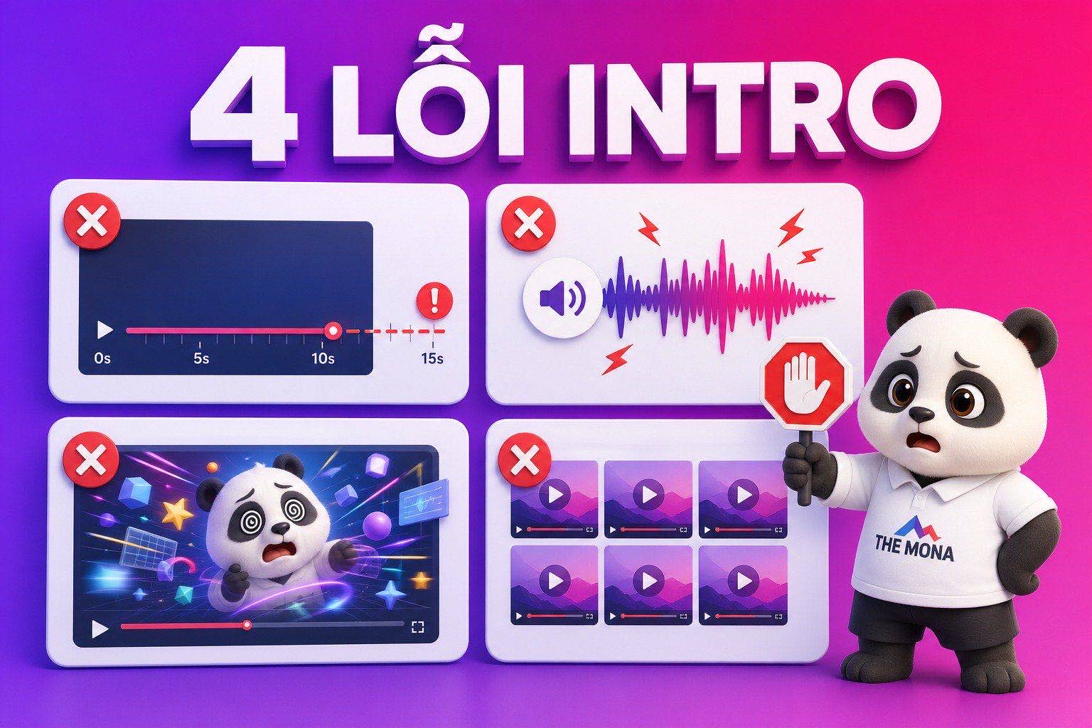 Bốn lỗi intro video gồm quá dài âm thanh lớn hiệu ứng rối và template trùng