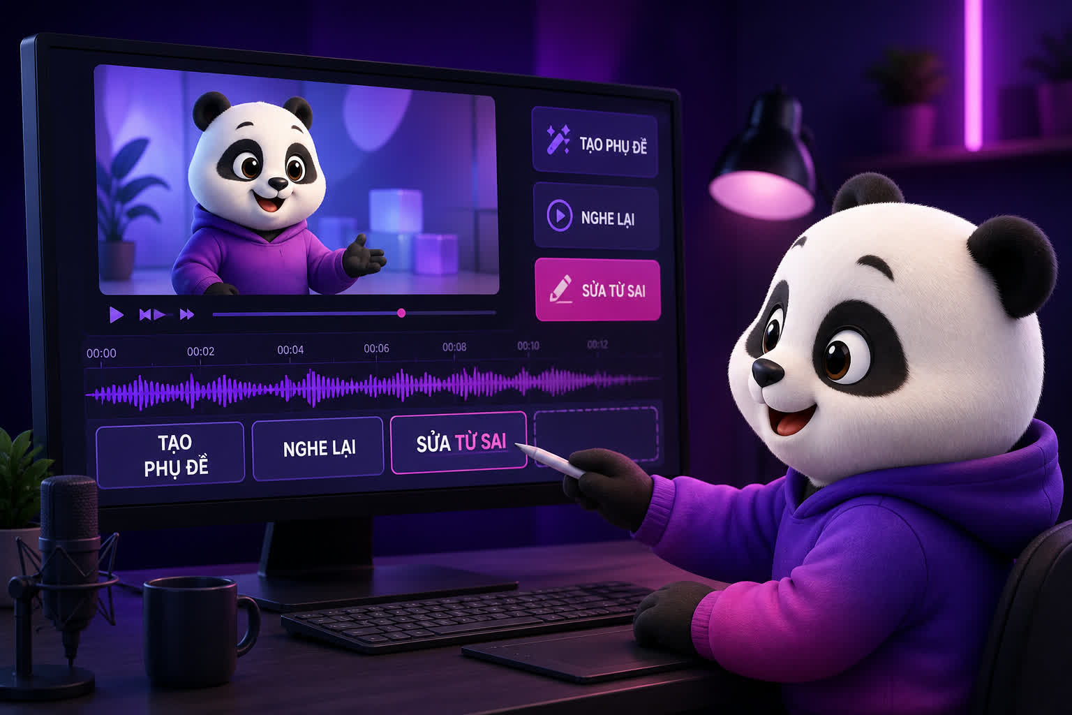 Tạo phụ đề tự động rồi nghe lại để sửa từ sai