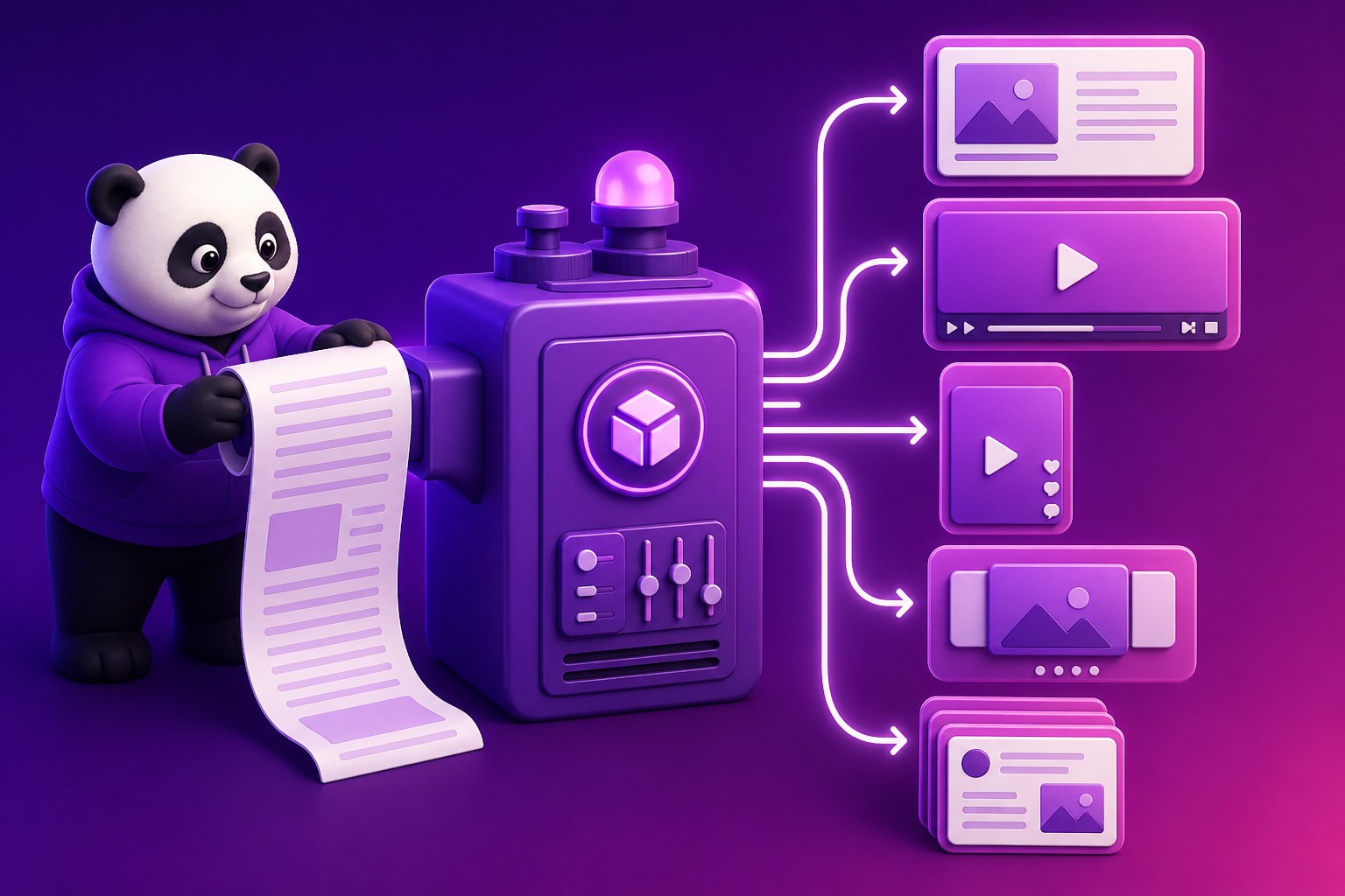 Một transcript tách thành năm dạng content marketing