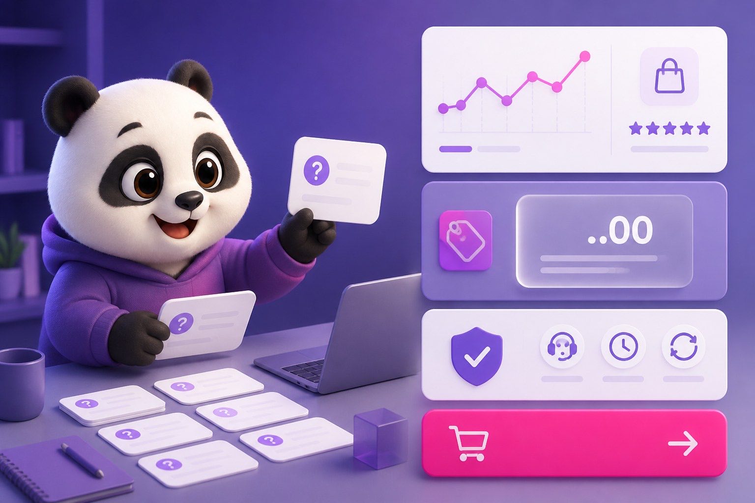 Gấu KHA sắp câu hỏi giá và CTA trên trang bán