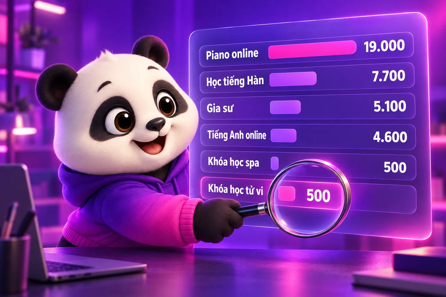 Bảng lượt tìm Google các ngách khóa học online tháng 9 năm 2026