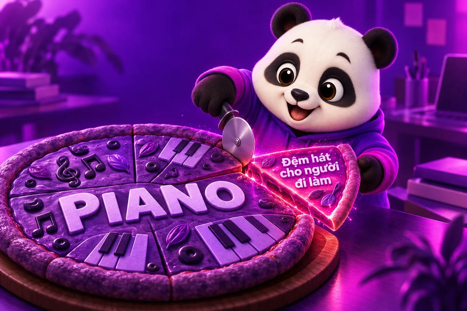 Cắt một lát hẹp đệm hát cho người đi làm từ ngách piano lớn