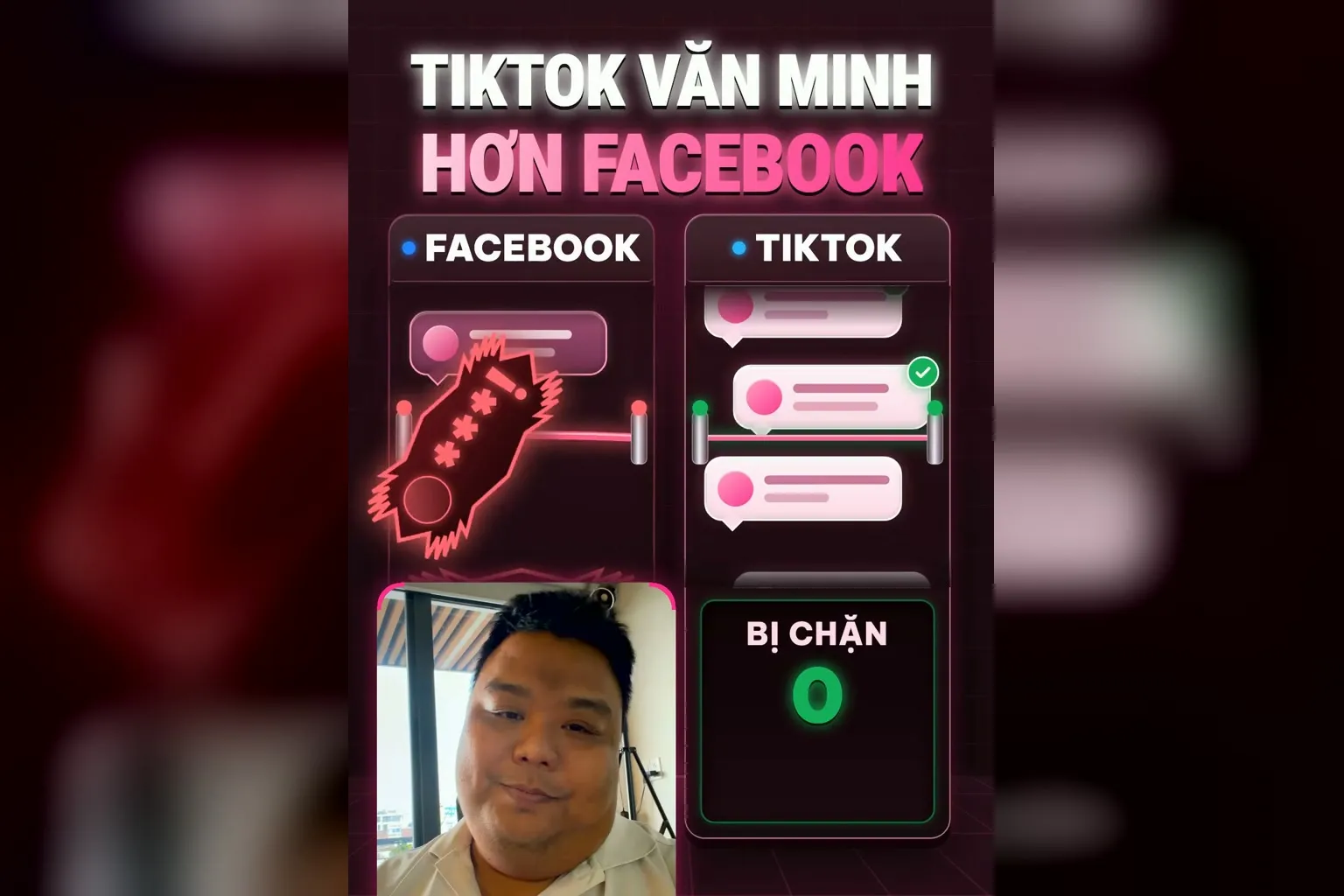 TikTok văn minh hơn Facebook: hai cột bình luận, bên TikTok 0 người bị chặn