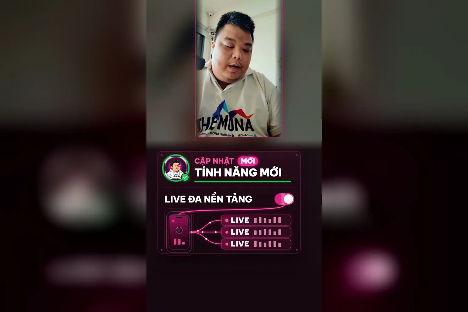 Nút gạt Live đa nền tảng trong app Hùng nhỏ AI