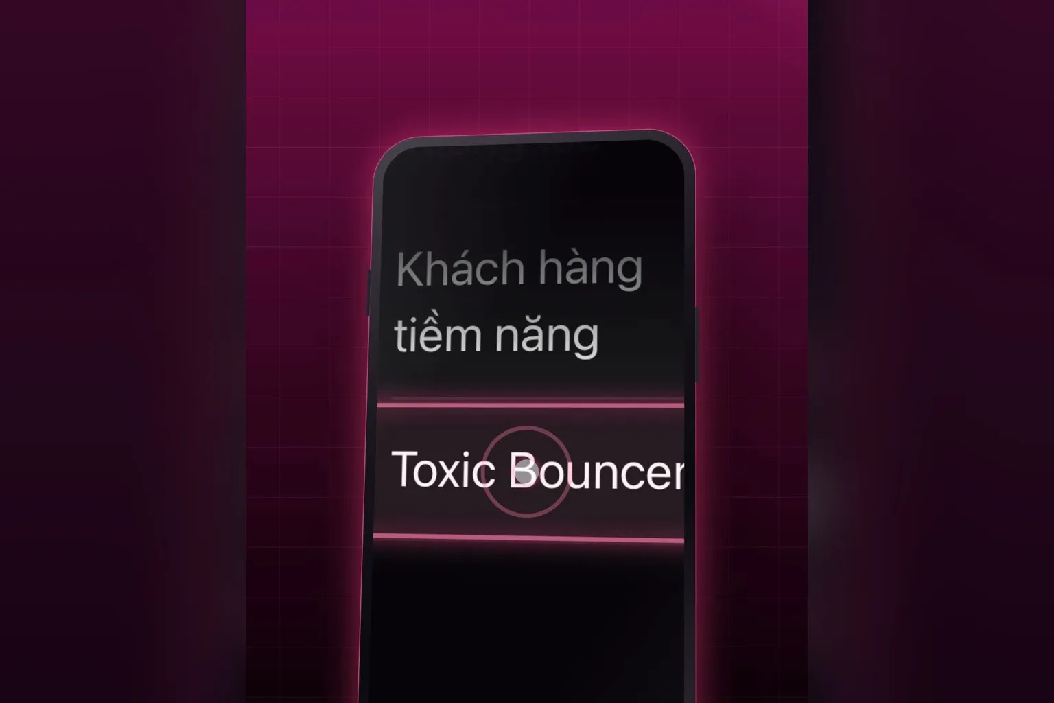 Dòng Toxic Bouncer trong menu app Hùng nhỏ AI