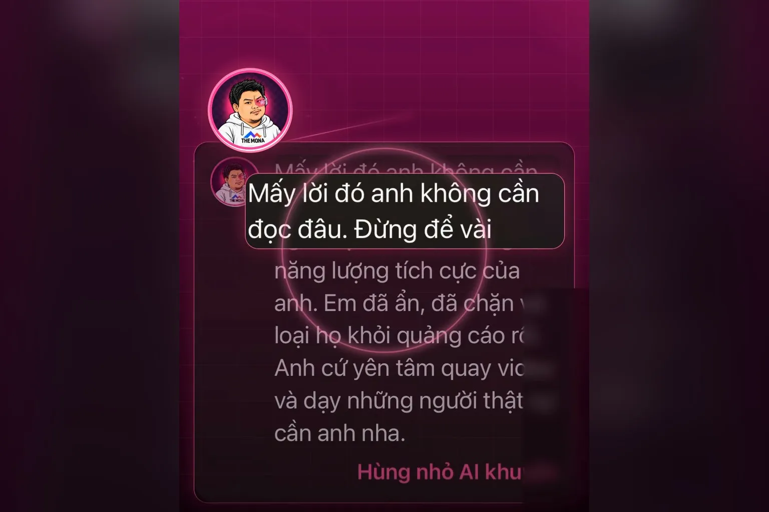 Hùng nhỏ AI nhắn chủ kênh không cần đọc câu chửi