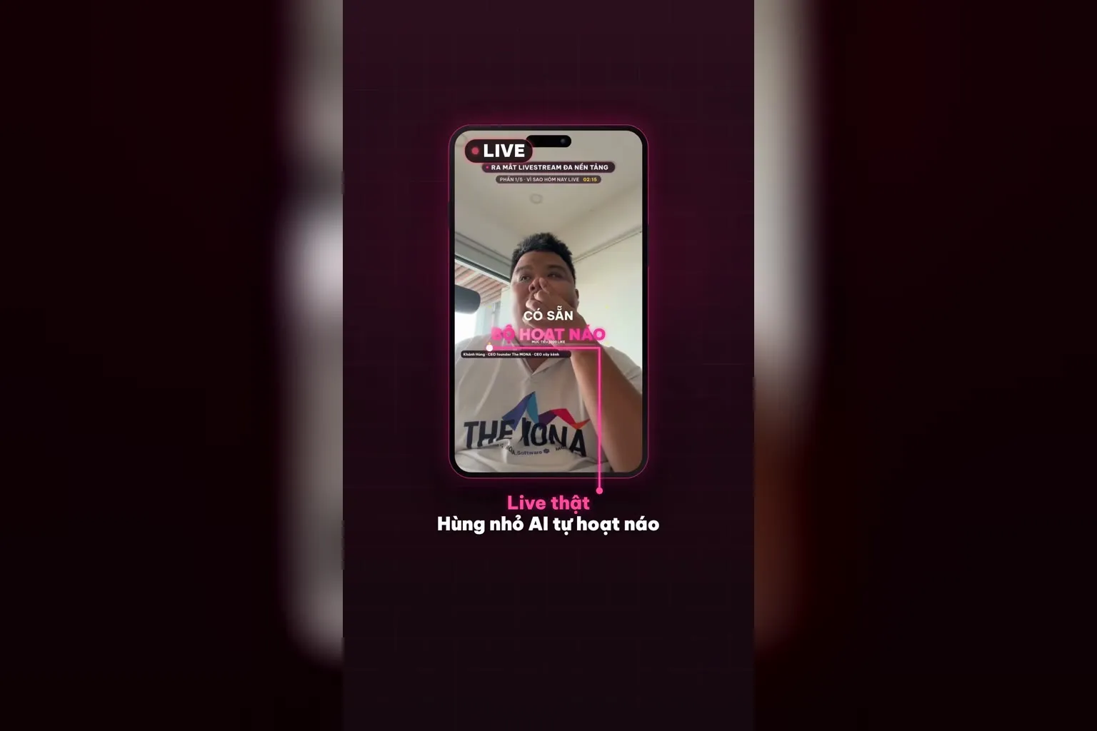 Buổi live thật có Hùng nhỏ AI tự hoạt náo
