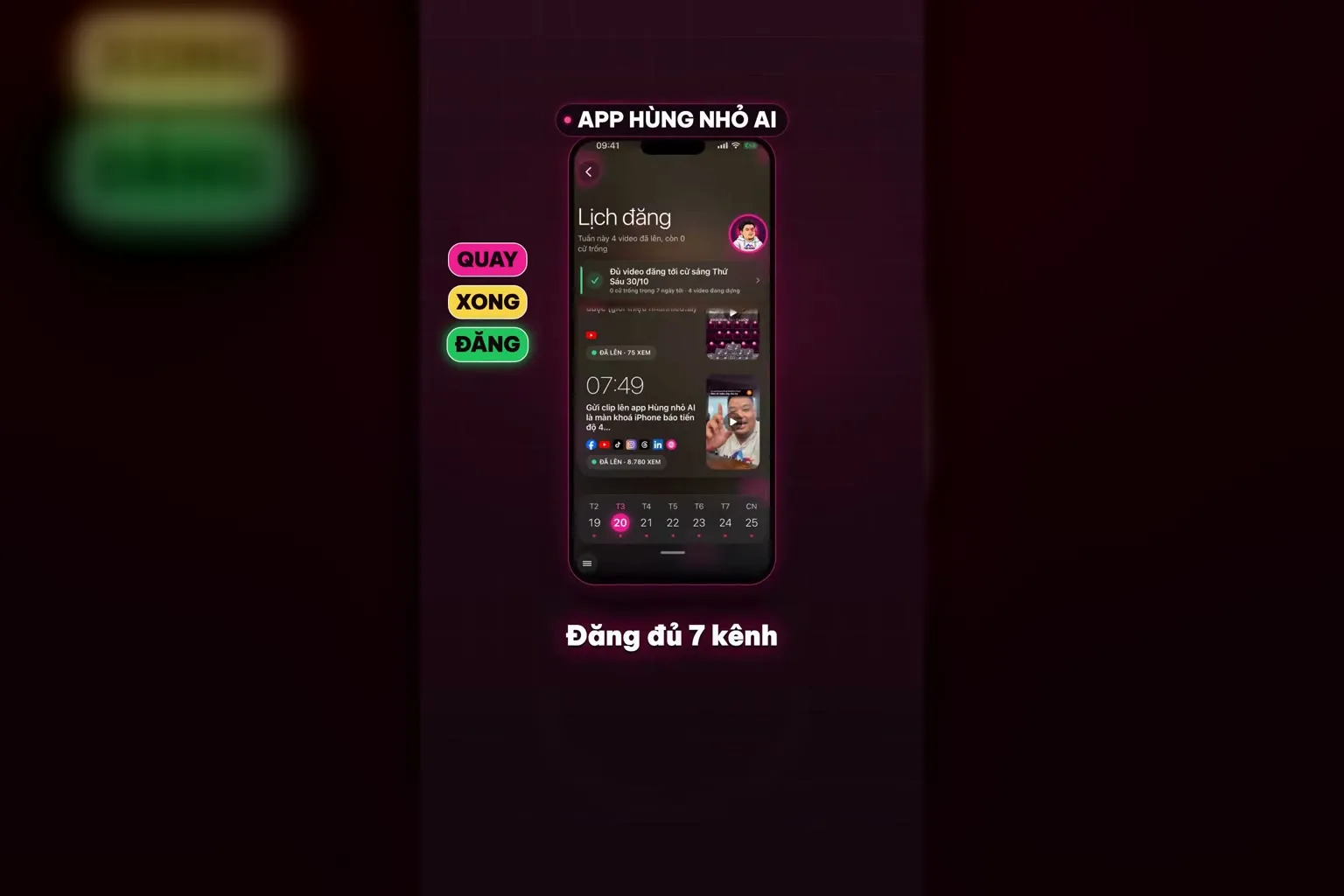 App Hùng nhỏ AI lên lịch đăng đủ 7 kênh