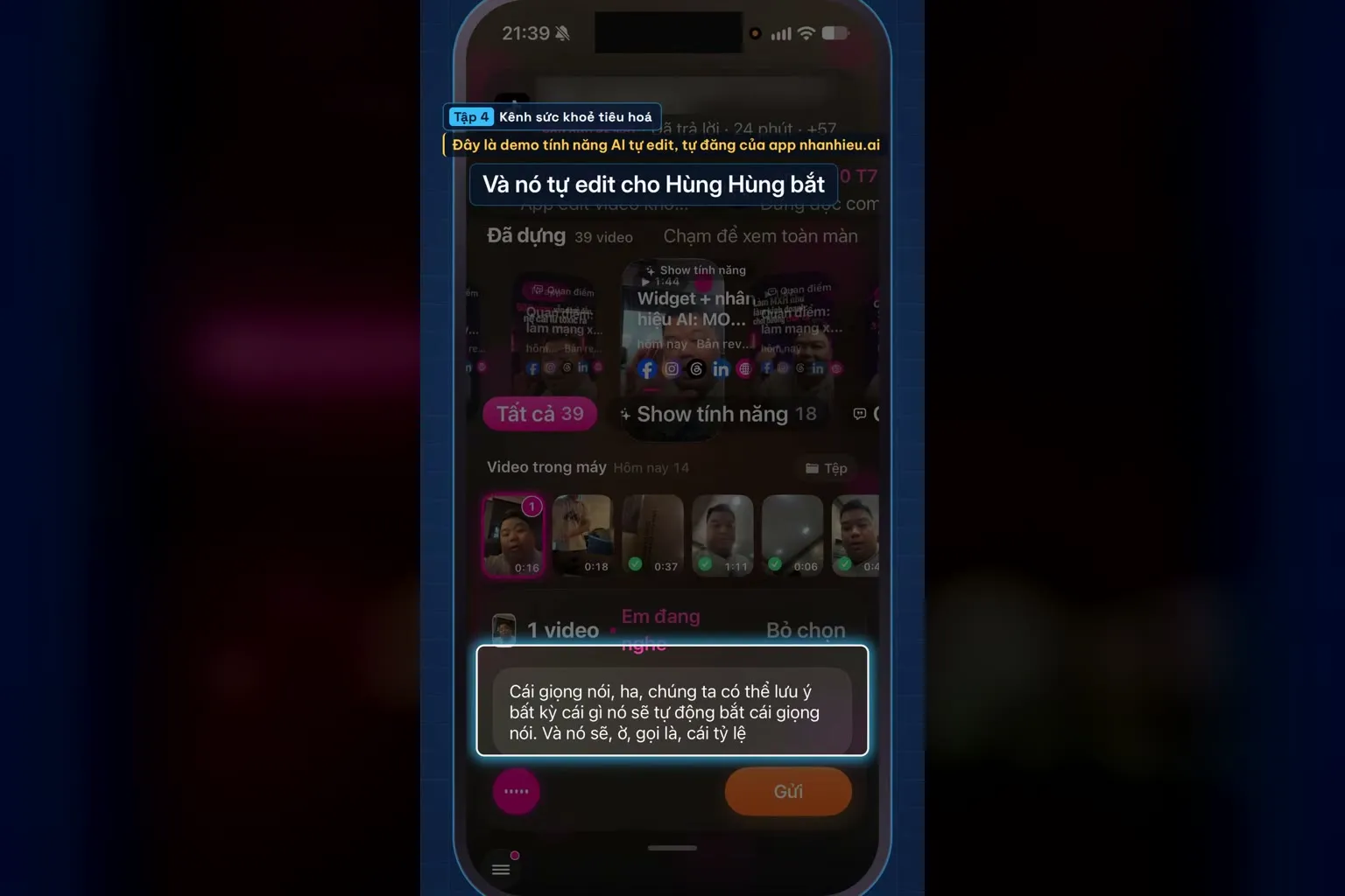 App nhanhieu.ai tự edit video cho Hùng