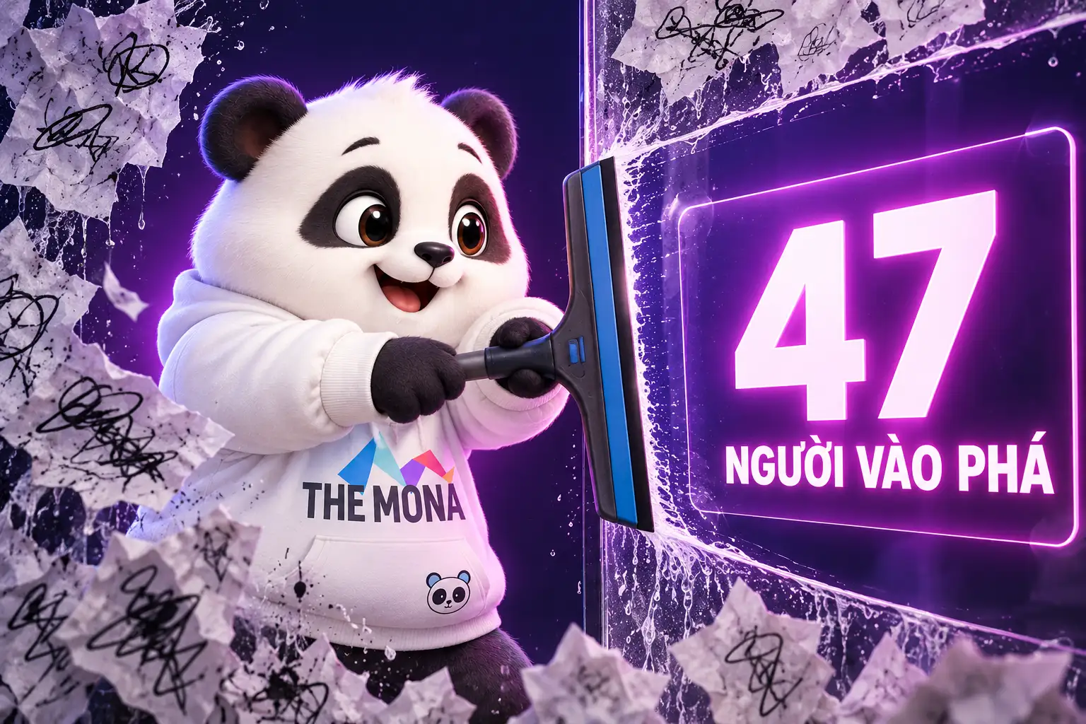 Gấu MONA gạt sạch câu chửi, chỉ giữ con số 47 người vào phá