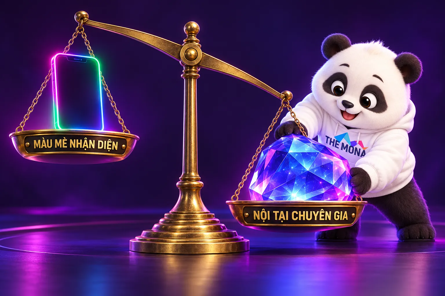 Gấu trắng MONA đặt khối Nội tại chuyên gia nặng ký lên bàn cân cùng Màu mè nhận diện