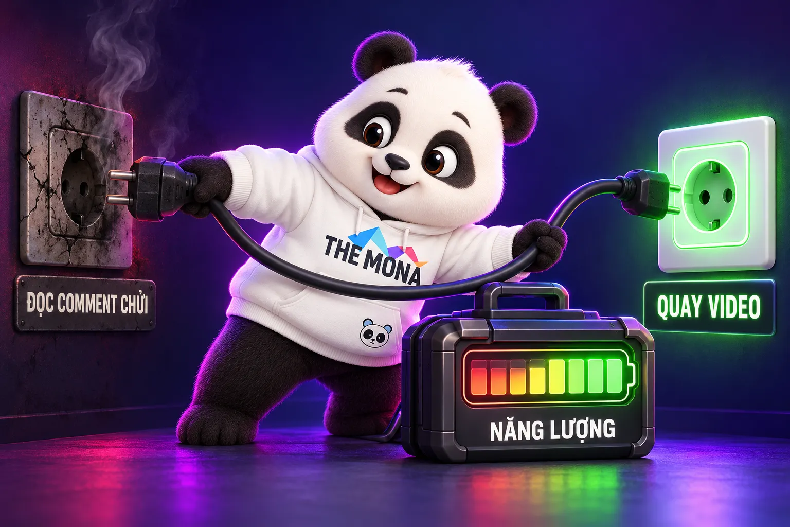 Gấu MONA rút sạc năng lượng khỏi ổ đọc comment chửi