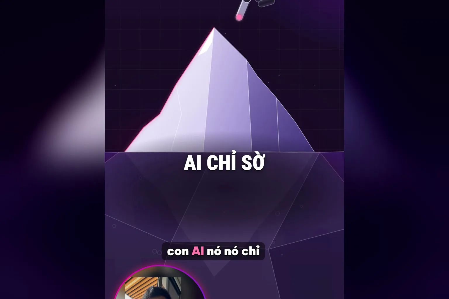 AI chỉ sờ bề nổi của nghề: tảng băng, tay robot chạm chóp băng, chữ AI chỉ sờ