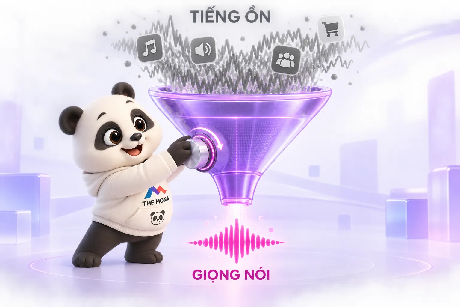AI lọc ồn cho video: tiếng ồn đổ vào phễu lọc, chỉ còn giọng nói chảy ra