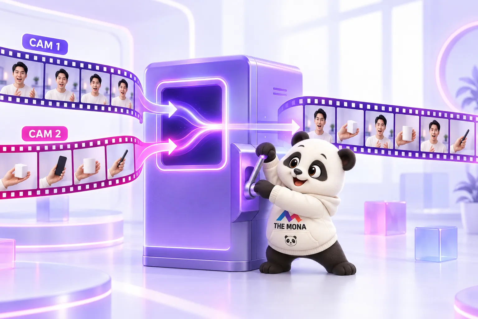 AI tự ghép 2 camera: dải phim cam điện thoại và cam phụ chạy vào AI, ra một video xen đúng nhịp
