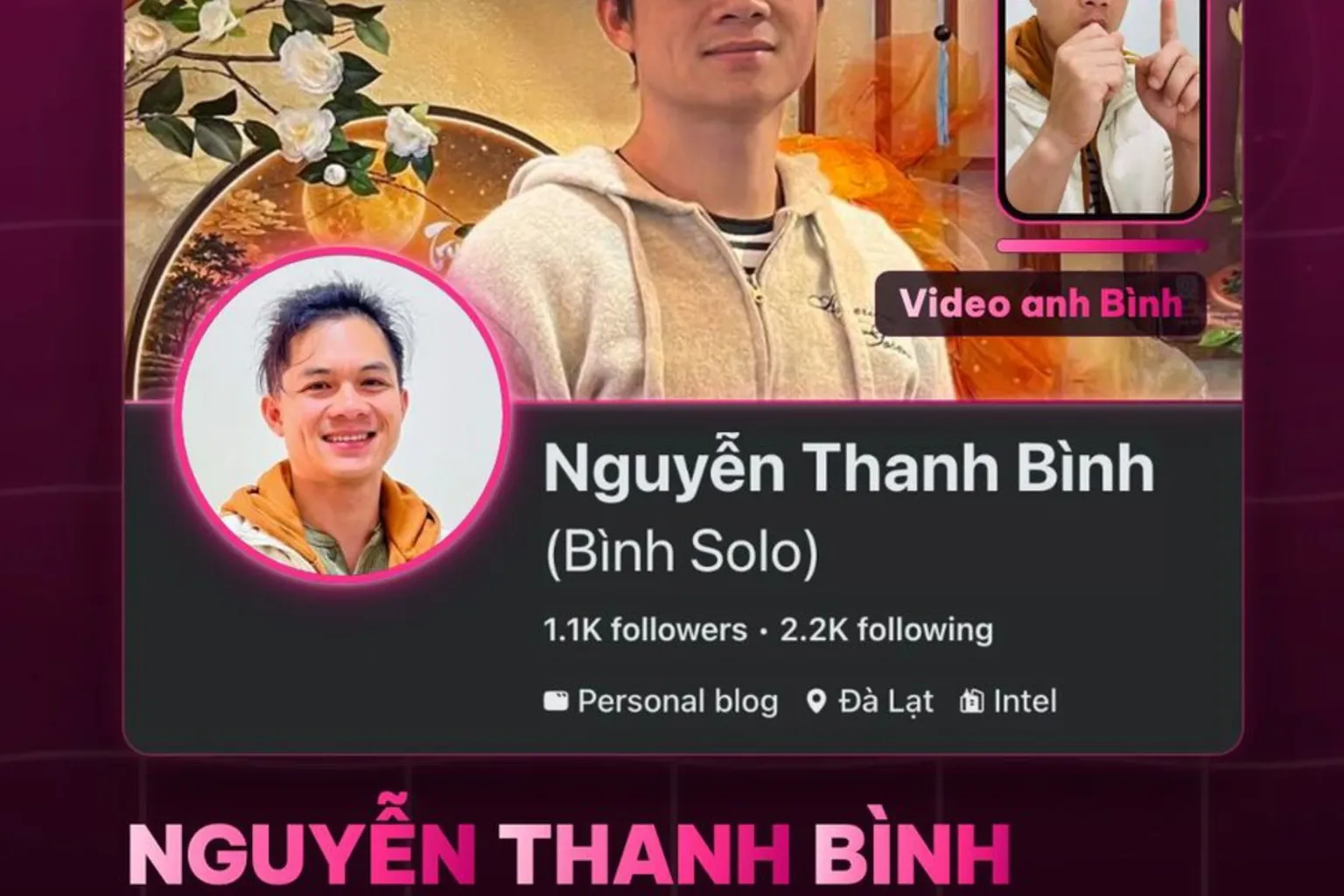Khung hình thật: thẻ hồ sơ anh Nguyễn Thanh Bình, dịch giả Tung Sản Phẩm, đóng dấu đã xin phép edit